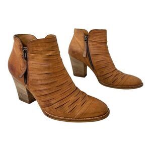 Paul Green Womens Size UK 5 US 7.5 Tan Leather Malibu Sliced Zip Bootie